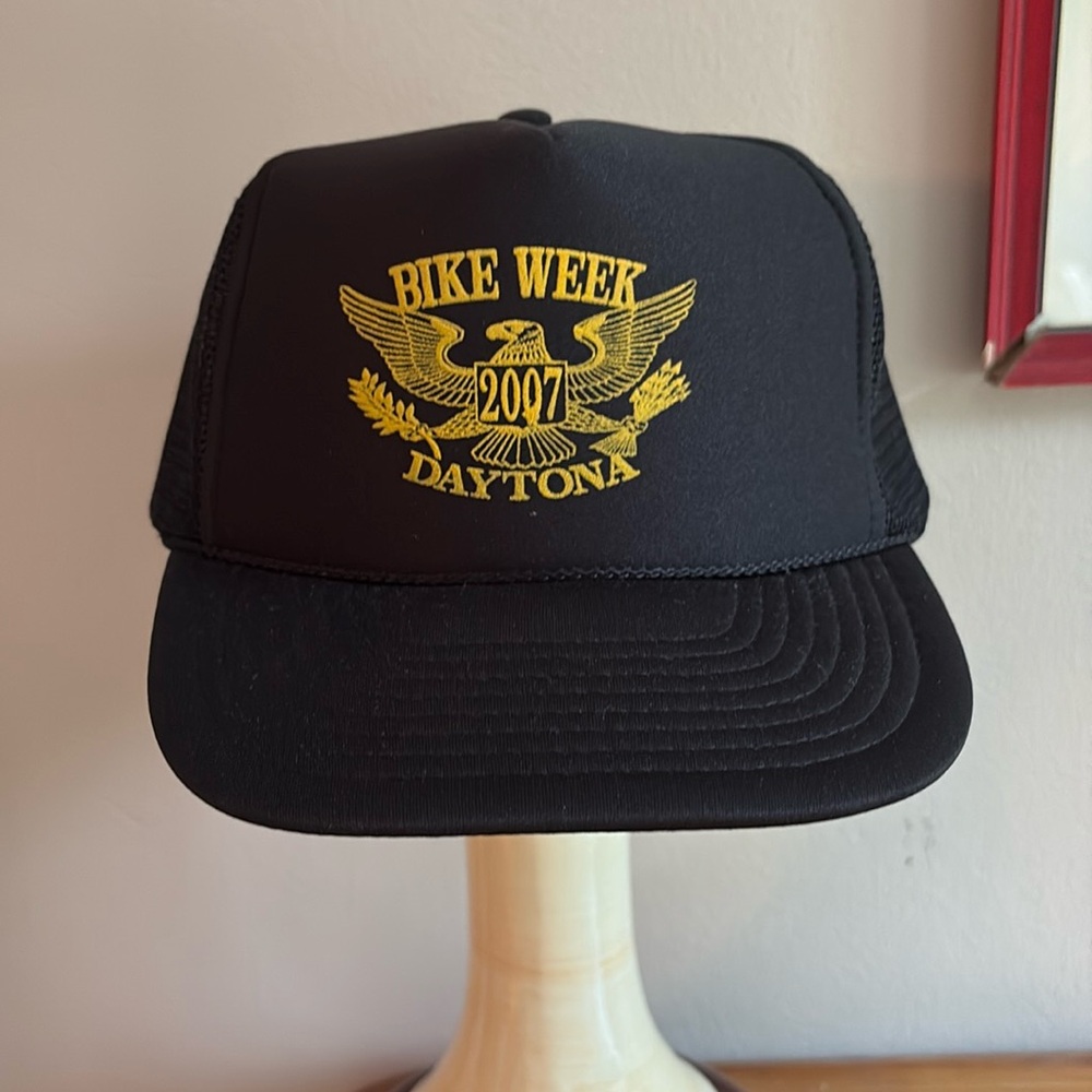Y2K Bike Week Daytona Beach Trucker Hat Black Snapback Cap 2007 NWOT
